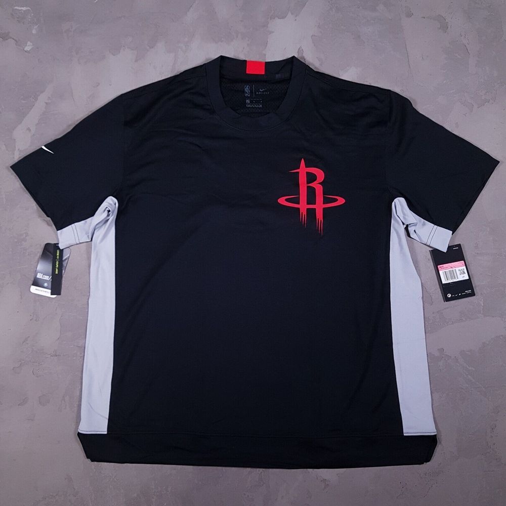 NIKE Houston Rockets Warm Up Shooting‎ Shirt Mens LARGE Jersey Black